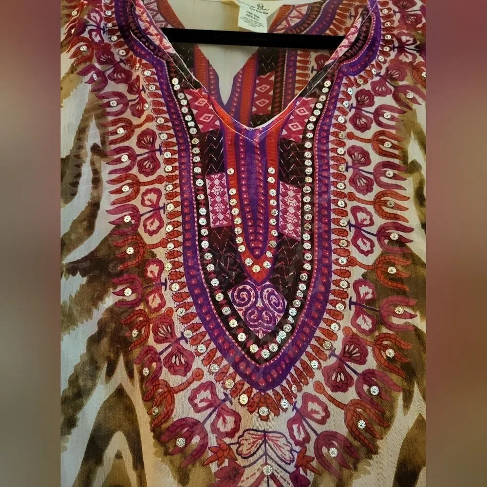 Gypsie Blu Embellished Boho Kaftan Tunic – One Size